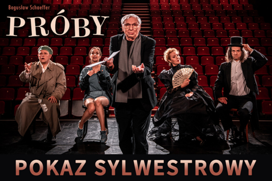 Na zdjęciu plakat z aktorami grającymi w spektaklu